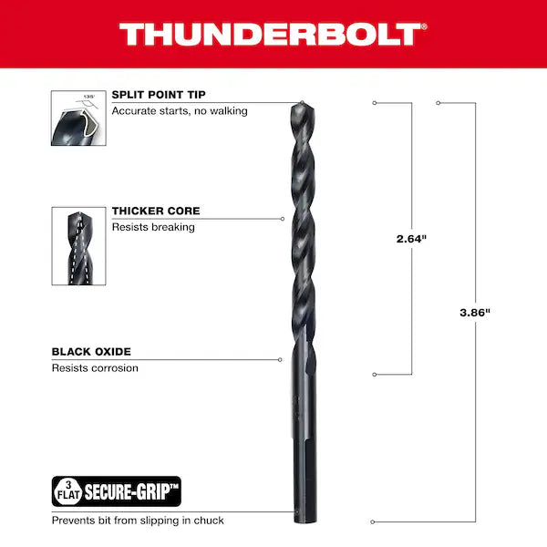 Thunderbolt Black Oxide Drill Bit