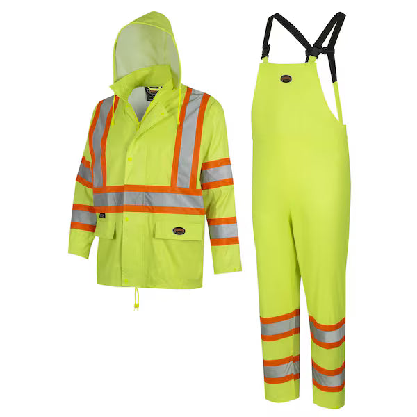 Safety Rain Suit Hi-Vis Orange Polyester PVC