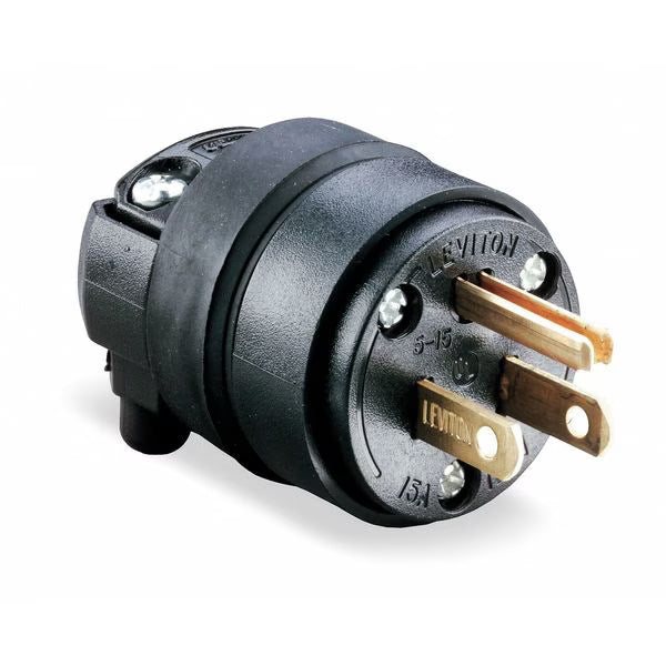 Straight Blade Plug 2 Pole Screw Terminals Grounded